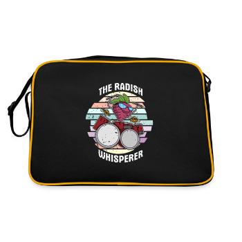 Gesundes Essen Rettich Vegan Spruch Bio Salat - Retro Tasche - Schwarz/Gold - Hinten