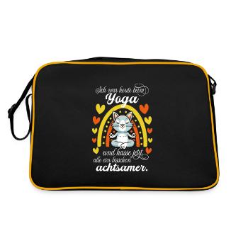 Yoga Katze - Retro Tasche - Schwarz/Gold - Hinten