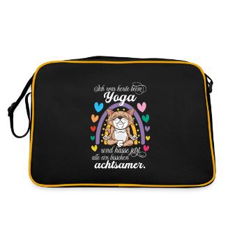 Katze Yoga - Retro Tasche - Schwarz/Gold - Hinten
