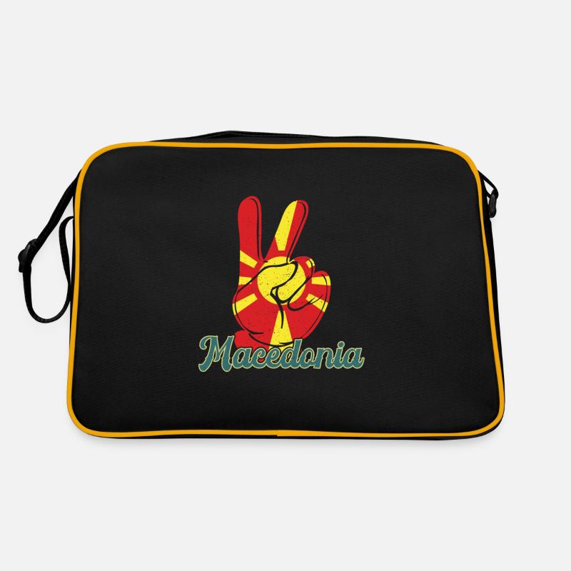 Herkunft Mazedonien Balkan Flagge Reise Urlaub Retro Tasche