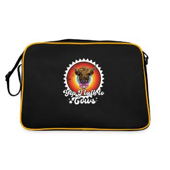 Highland Cattle, Scottish Cow, Farm, Beef - Retro Bag - black/gold - Back