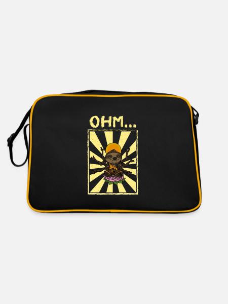 Lotus Posa Faultier Namaste Buddha Zen Fitness - Retro Tasche - Schwarz/Gold - Hinten