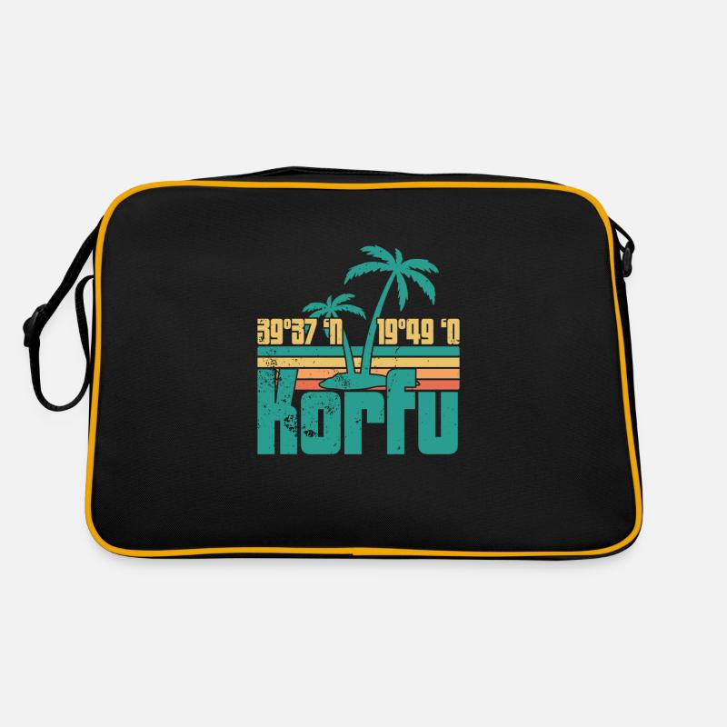 Griechische Flagge Balkan Athen Hellenisch Korfu - Retro Tasche - Schwarz/Gold