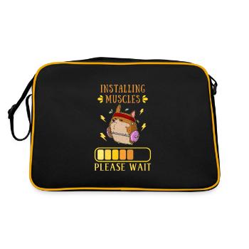 Hund Muskelaufbau Sportler Gym Training - Retro Tasche - Schwarz/Gold - Hinten