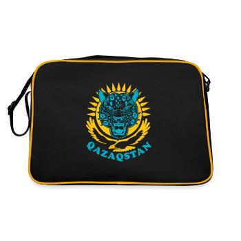 Republik Kasachstan Astana Schneeleopard - Retro Tasche - Schwarz/Gold - Hinten