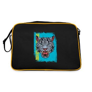Kasachstan Jurte Scheeleopard Kasachisch - Retro Tasche - Schwarz/Gold - Hinten