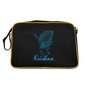 Krishna Yoga Zen Flöte Musik Hindu Buddhist - Retro Tasche - Schwarz/Gold - Hinten