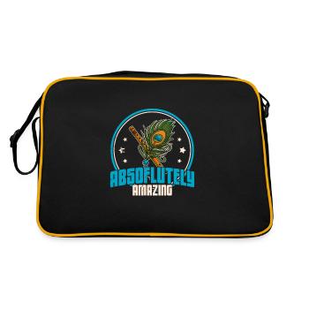 Krischna Zen Flöte Yoga Musik Buddhist Hindu - Retro Tasche - Schwarz/Gold - Hinten