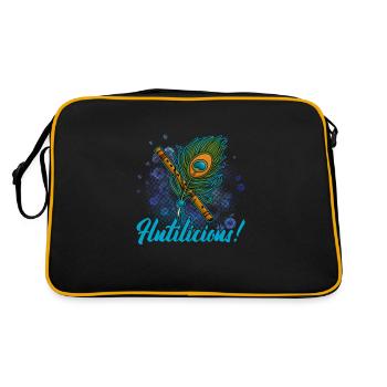 Krishna Indien Bansuri Flöte Bambus Yoga Zen - Retro Tasche - Schwarz/Gold - Hinten
