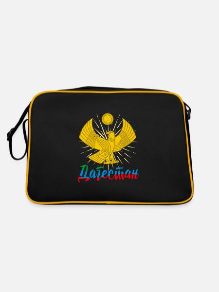 Dagestan Herkunft Adler Kaukasus Papakha - Retro Tasche - Schwarz/Gold - Hinten