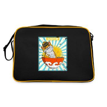 Kasachisch Kasachstan National Flagge Katze - Retro Tasche - Schwarz/Gold - Hinten