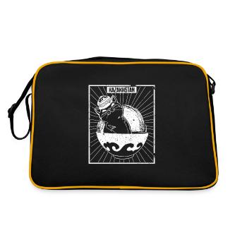 Kasachisch Kasachstan National Flagge Katze - Retro Tasche - Schwarz/Gold - Hinten