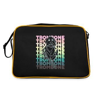 Hund Blechbläser Posaune Musiker Orchester - Retro Tasche - Schwarz/Gold - Hinten