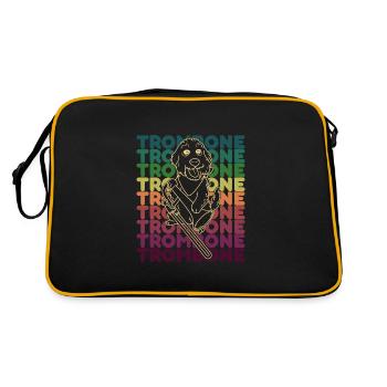 Hund Blechbläser Posaune Musiker Orchester - Retro Tasche - Schwarz/Gold - Hinten