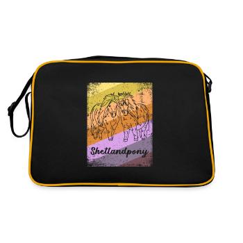 Dressurreiten Pferde Pony Shetland Shetty - Retro Tasche - Schwarz/Gold - Hinten