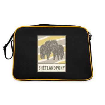 Shetty Shetland Pony Reiterin Mädchen Sport - Retro Tasche - Schwarz/Gold - Hinten