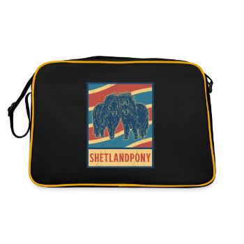 Shetty Shetland Pony Reiterin Mädchen Sport - Retro Tasche - Schwarz/Gold - Hinten