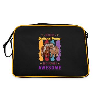 Pferde Pony Shetland Shetty Mädchen Reiterin - Retro Tasche - Schwarz/Gold - Hinten