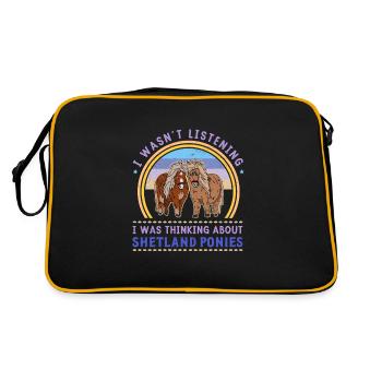 Shetland Shetty Pony Reiterin Sport Mädchen - Retro Tasche - Schwarz/Gold - Hinten