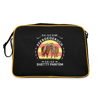 Mädchen Reiterin Pferdesport Shetland Pony - Retro Tasche - Schwarz/Gold - Hinten