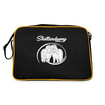 Shetland Pferdehalter Shetty Pony Reitsport - Retro Tasche - Schwarz/Gold - Hinten