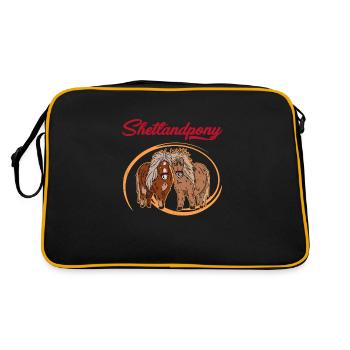 Shetland Pferdehalter Shetty Pony Reitsport - Retro Tasche - Schwarz/Gold - Hinten