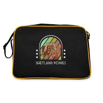 Pferdehalter Pony Shetland Shetty Mädchen - Retro Tasche - Schwarz/Gold - Hinten