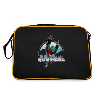 Paradiesvogel Guatemala Quetzal Tropisch Vogel - Retro Tasche - Schwarz/Gold - Hinten
