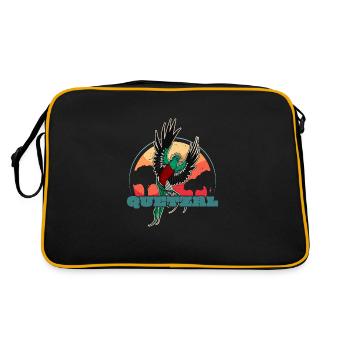 Paradiesvogel Guatemala Quetzal Tropisch Vogel - Retro Tasche - Schwarz/Gold - Hinten