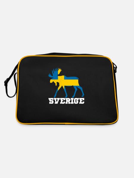Skandinavien National Schweden Sverige Volk - Retro Tasche - Schwarz/Gold