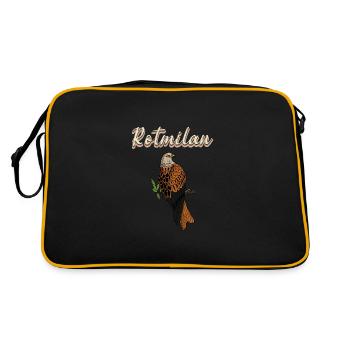 Vogel Natur Schützer Rotmilan Greifvogel Wald - Retro Tasche - Schwarz/Gold - Hinten