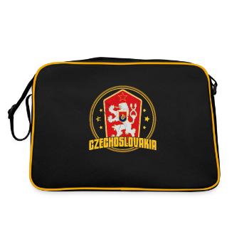 Tschechoslowakei Flagge Geschichte Wappen - Retro Tasche - Schwarz/Gold - Hinten
