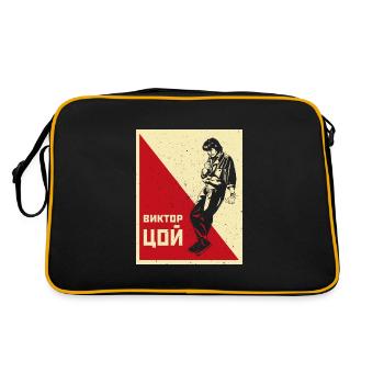 Kino UdSSR Musik Musiker Russland Zoi Sowjet - Retro Tasche - Schwarz/Gold - Hinten