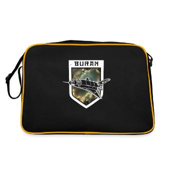 Baikonur Kosmodrom Buran UdSSR Sowjetisch - Retro Tasche - Schwarz/Gold - Hinten