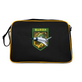 Baikonur Kosmodrom Buran UdSSR Sowjetisch - Retro Tasche - Schwarz/Gold - Hinten