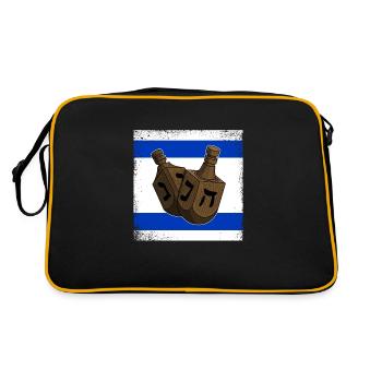 Dreidel Glücksspielzeug Dreydl Judentum Thora - Retro Tasche - Schwarz/Gold - Hinten