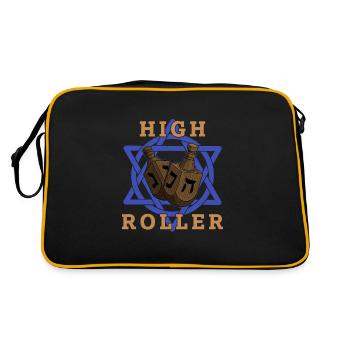 Dreidel Dreydl Israel Chanukka Jude Feiertag - Retro Tasche - Schwarz/Gold - Hinten