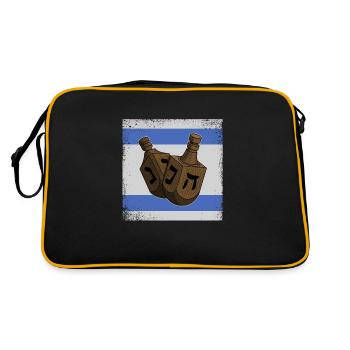 Dreidel Glücksspielzeug Dreydl Judentum Thora - Retro Tasche - Schwarz/Gold - Hinten