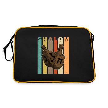 Israel Dreidelspiel Dreideö Hebräisch Thora - Retro Tasche - Schwarz/Gold - Hinten