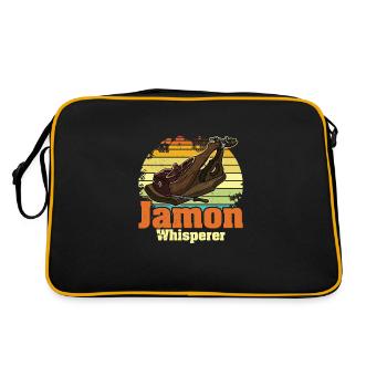 Andalusien Spanien Jamon Schinken Vorspeise Küche - Retro Tasche - Schwarz/Gold - Hinten