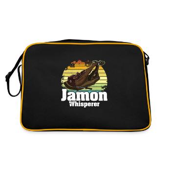 Andalusien Spanien Jamon Schinken Vorspeise Küche - Retro Tasche - Schwarz/Gold - Hinten