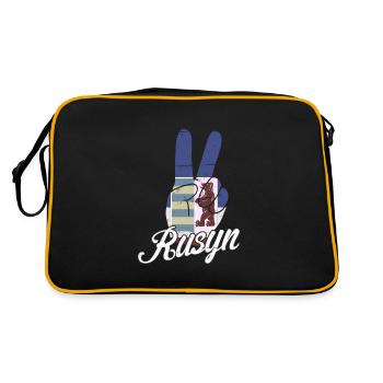 Rusnak Rusyn Ostslawen Karpaten Diaspora - Retro Tasche - Schwarz/Gold - Hinten