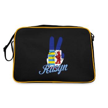Rusnak Rusyn Ostslawen Karpaten Diaspora - Retro Tasche - Schwarz/Gold - Hinten