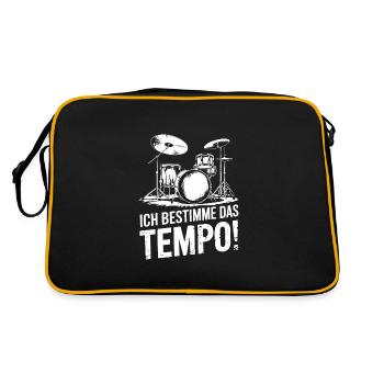 Schlagzeug Drummer Schlagzeuger Schlagzeugspieler - Retro Tasche - Schwarz/Gold - Hinten