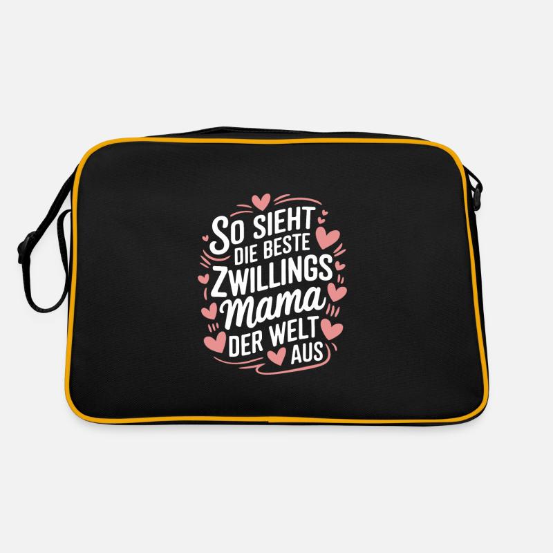 Zwillingsmama - Retro Tasche - Schwarz/Gold