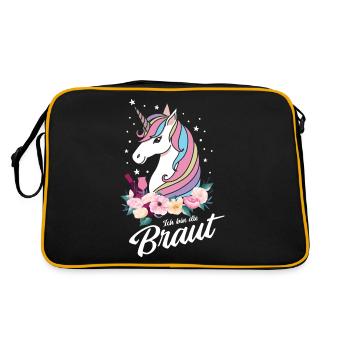Ich bin die Braut Einhorn Junggesellinnenabschied - Retro Tasche - Schwarz/Gold - Hinten