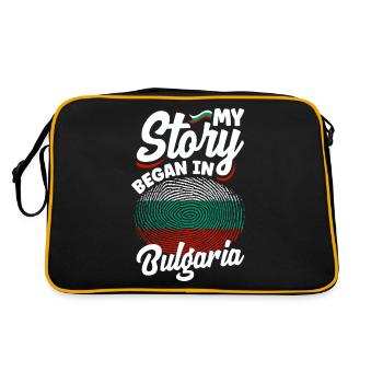 Bulgarisch Bulgarien Bulgarische Flagge Meine Geschichte begann - Retro Tasche - Schwarz/Gold - Hinten