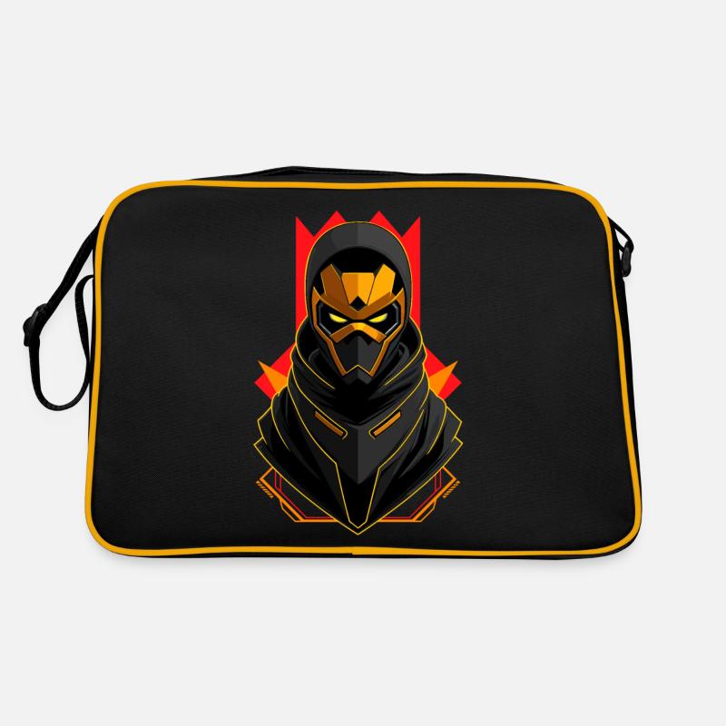 Goldener Roboter - Retro Tasche - Schwarz/Gold