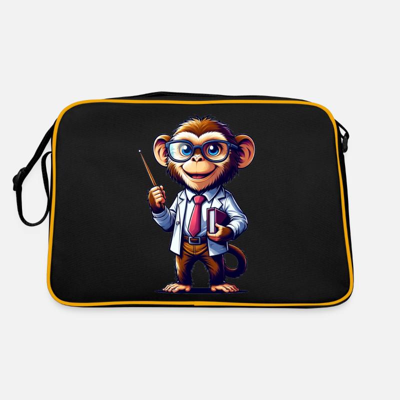 Cute Monkey Teacher - Retro Bag - black/gold