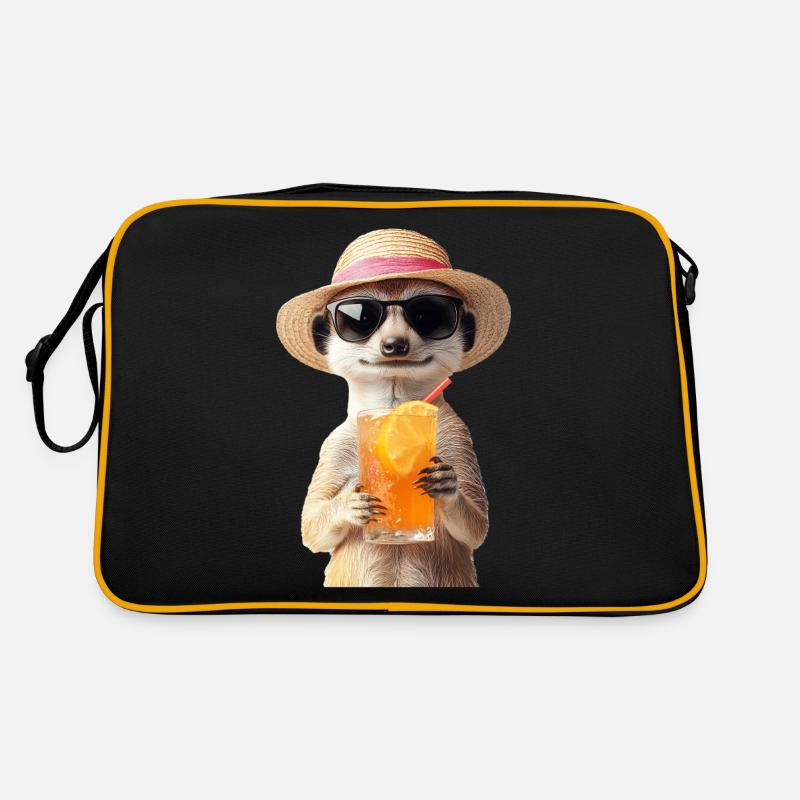 Erdmännchen - Retro Tasche - Schwarz/Gold